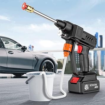 Automatic Cordless Car Wash Spray Gun | 48V High Pressure Lithium Battery | Wireless Foam Jet Washer With Box (Double Battery)
